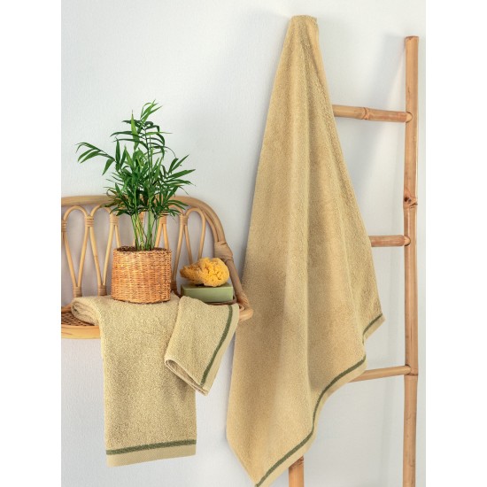 Πετσέτες Σετ Bath Towels Ros Beige Cotton Palamaiki 3Τεμ