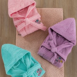 Μπουρνούζι Παιδικό Με Κουκούλα Kids Bath Cute Lilac Cotton Palamaiki 1Τεμ