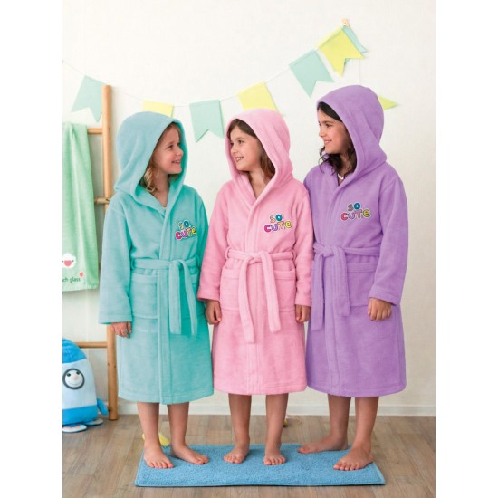 Μπουρνούζι Παιδικό Με Κουκούλα Kids Bath Cute Pink Cotton Palamaiki 1Τεμ
