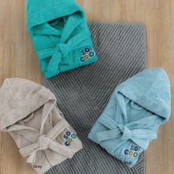 Μπουρνούζι Παιδικό Με Κουκούλα Kids Bath Cool Blue Cotton Palamaiki 1Τεμ