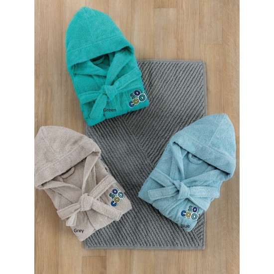 Μπουρνούζι Παιδικό Με Κουκούλα Kids Bath Cool Blue Cotton Palamaiki 1Τεμ