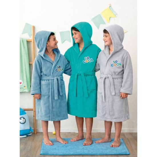 Μπουρνούζι Παιδικό Με Κουκούλα Kids Bath Cool Blue Cotton Palamaiki 1Τεμ