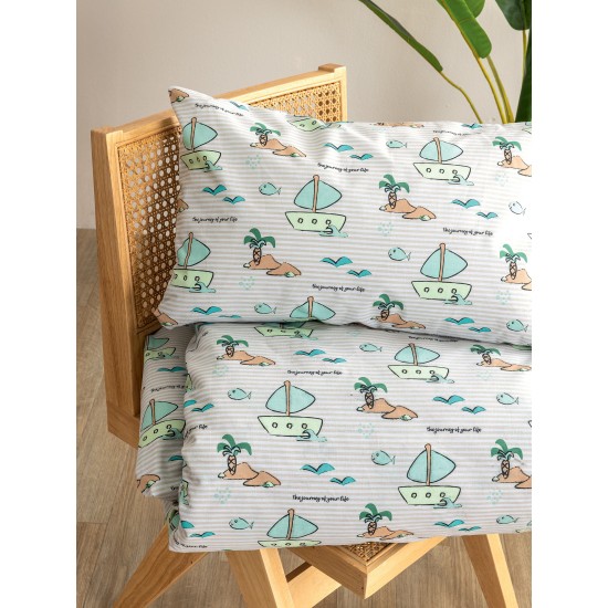 Σεντόνια Βρεφικά Κούνιας Σετ My Kingdom MK779 Cotton Palamaiki (70x140+15 )Με Λάστιχο 3Τεμ