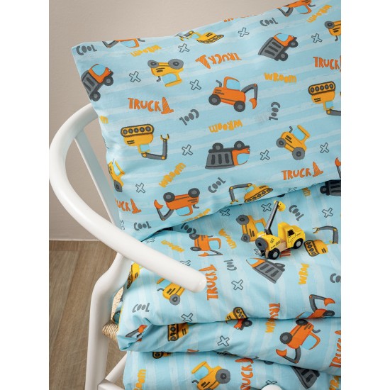 Σεντόνια Παιδικά Μονά Σετ My Kingdom MK781 Cotton Palamaiki (110x200+30 )Με Λάστιχο 3Τεμ