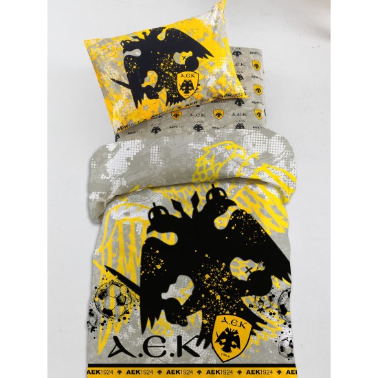 Παπλωματοθήκη Μονή Σετ Official Team Licenced AEK9 Cotton Palamaiki (170x250) 2Tεμ