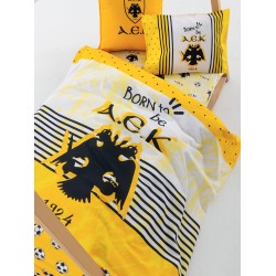 Σεντόνια Κούνιας Σετ Official Team Licenced Baby AEK9 Cotton Palamaiki (70x170+15 )Με Λάστιχο 3Tεμ