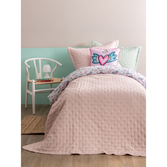 Κουβερλί Υπέρδιπλο Σετ Nico-2 Pink Micro Palamaiki (220x240) 3Τεμ