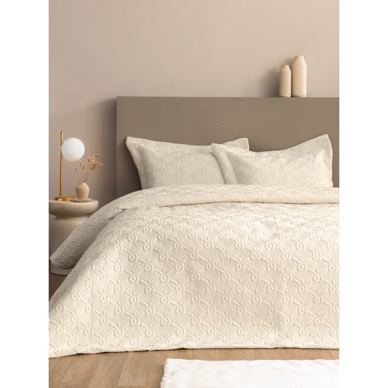 Κουβερλί Υπέρδιπλο Σετ Bridal WED 104 Ecru Micro Palamaiki (240x260) 3Τεμ