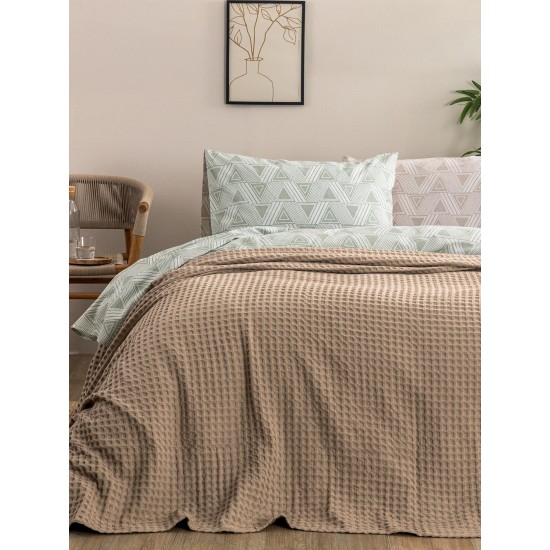 Κουβέρτα Πικέ Υπέρδιπλη Marcie Beige Cotton Palamaiki (250x240) 1Τεμ
