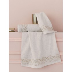 Πετσέτες Σετ Bath Towels Maira Cream Cotton Palamaiki 3Τεμ