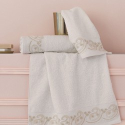 Πετσέτες Σετ Bath Towels Maira Cream Cotton Palamaiki 3Τεμ