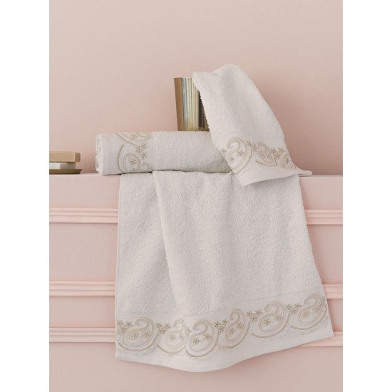 Πετσέτες Σετ Bath Towels Maira Cream Cotton Palamaiki 3Τεμ