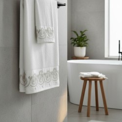 Πετσέτες Σετ Bath Towels Maira White Cotton Palamaiki 3Τεμ
