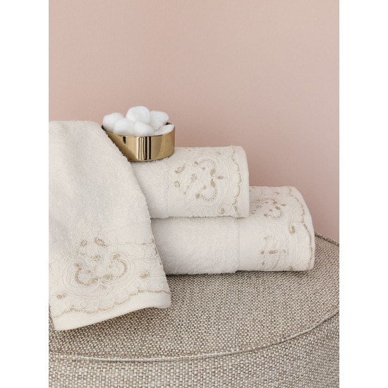 Πετσέτες Σετ Bath Towels List Cream Cotton Palamaiki 3Τεμ Πετσέτες Σετ Bath Towels List Cream Cotton Palamaiki 3Τεμ