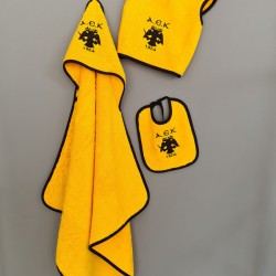 Σετ Λουτρού Baby Team Aek Baby Block Cotton Palamaiki 3Τεμ