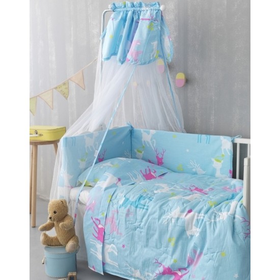 Σετ Κούνιας Σετ BS7012 Cotton Satin Palamaiki(125x180) 7Τεμ