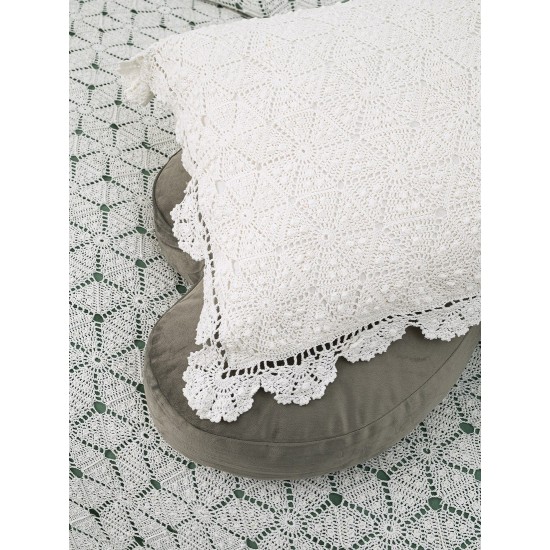 Κουβερλί Νυφικό Χειροποίητο Υπέρδιπλα Σετ Wedding Kralia Cotton Palamaiki (220x260) 3Τεμ