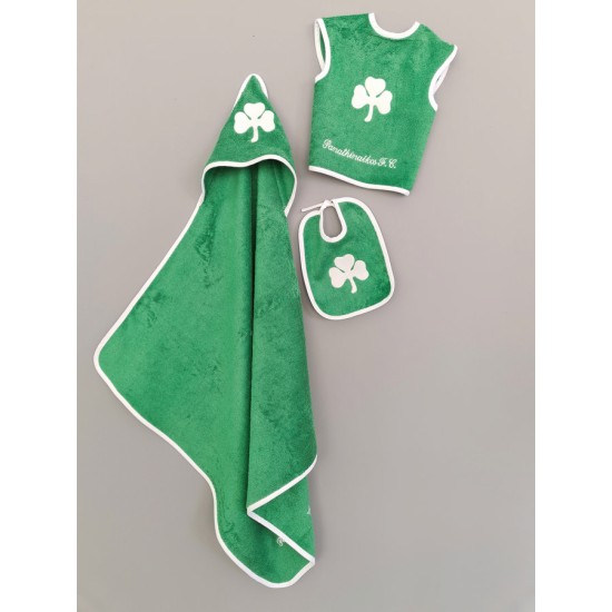 Σετ Λουτρού Baby Team Panathinaikos Baby Block Cotton Palamaiki 3Τεμ