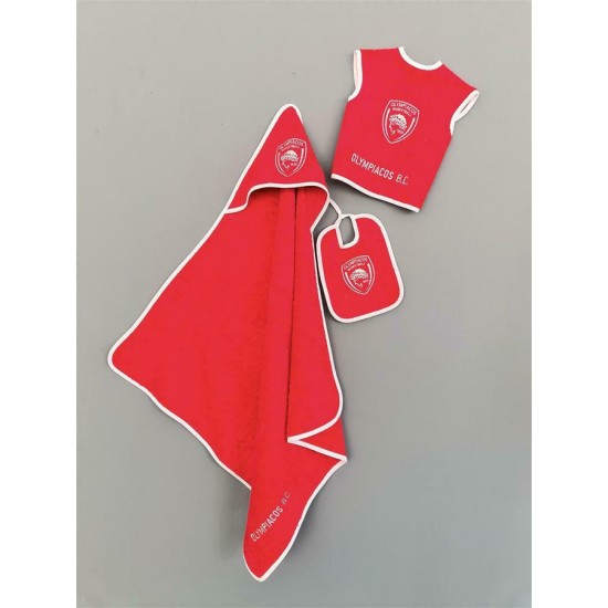 Σετ Λουτρού Baby Team Olympiacos Baby Block Cotton Palamaiki 3Τεμ