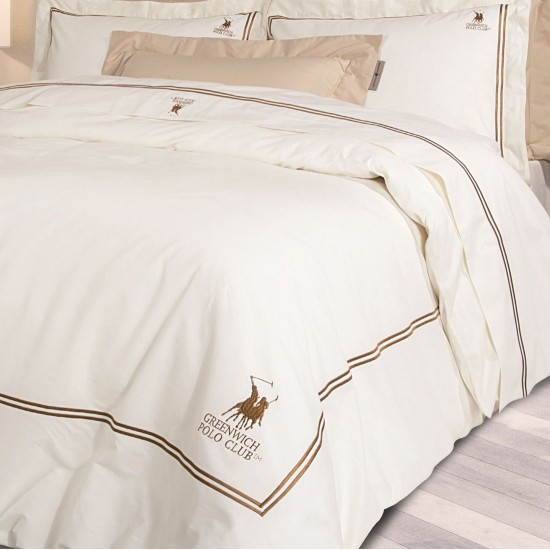 Σεντόνια King Σετ Με Κέντημα Premium Solid 2128 Satin Cotton Polo Club (270x280) 4Τεμ