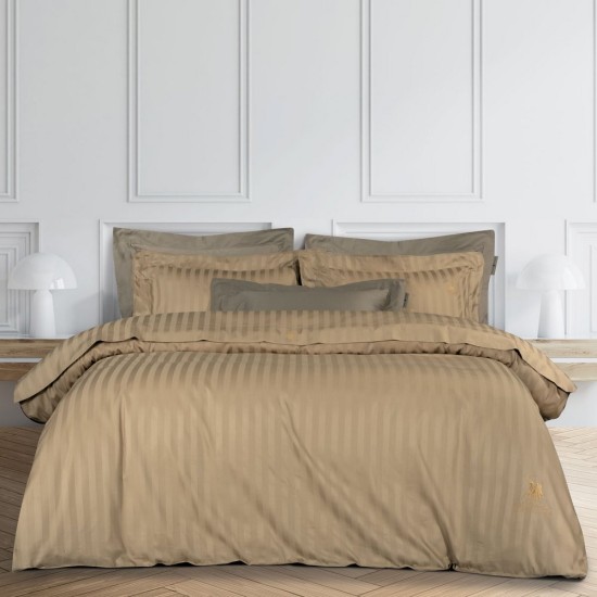 Σεντόνια Υπέρδιπλα Σετ Premium Dobby Stripe Jacquard 2153 Cotton Satin Polo Club (240x270) 4Τεμ