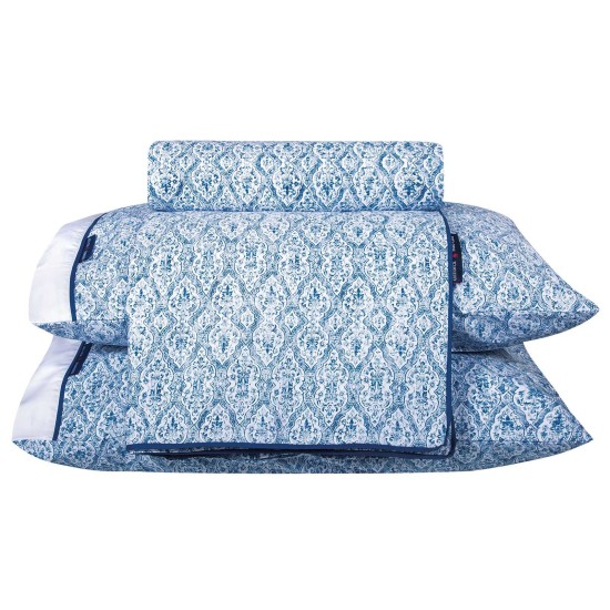 Σεντόνια King Σετ Essential 2268 Geometric Print Satin Cotton Polo Club (260x280) 4Τεμ