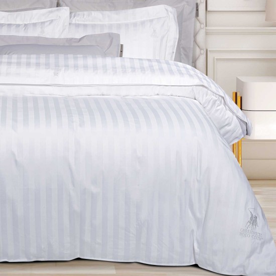 Παπλωματοθήκη Υπέρδιπλη Σετ Classic 2271 Jacquard Stripe Satin Cotton Polo Club (220x240) 3Τεμ