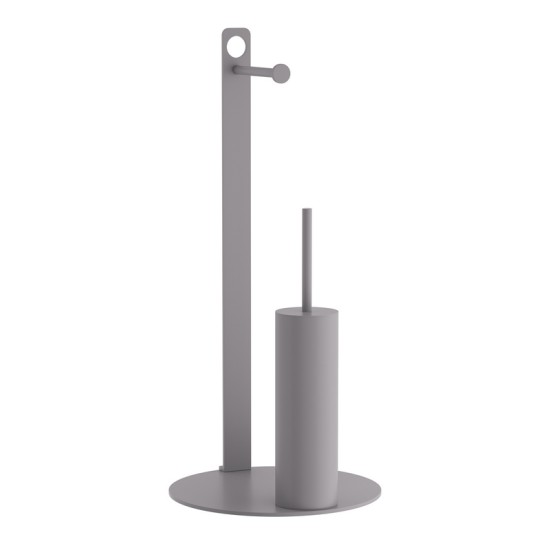 Σετ Μπάνιου Χαρτοθήκη & Πιγκάλ 4-400-163 Matt Concrete Grey Inox Pam Co (Ø28 x H60) 2Τεμ