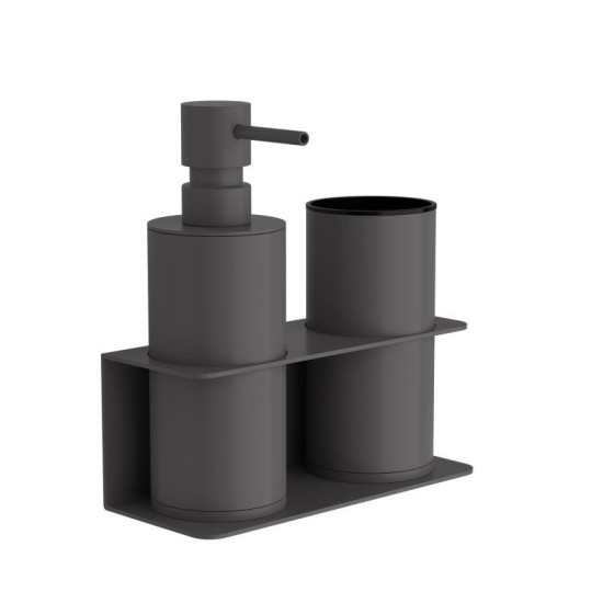 Dispenser & Ποτηροθήκη Επιτοίχια Σετ 80-113 Matt Anthracite Pam Co (W17 x D7 x H19) 2Τεμ