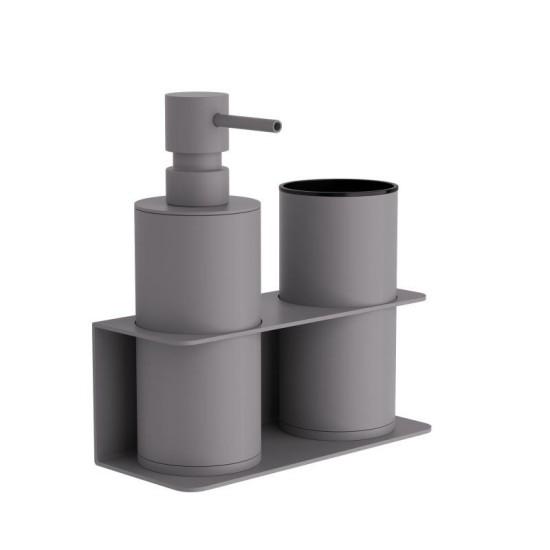 Dispenser & Ποτηροθήκη Επιτοίχια Σετ 80-163 Matt Concrete Grey Pam Co (W17 x D7 x H19) 2Τεμ