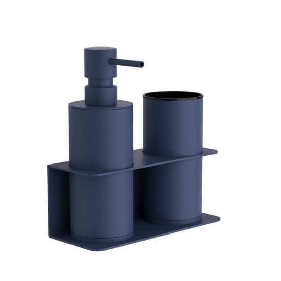 Dispenser & Ποτηροθήκη Επιτοίχια Σετ 80-203 Matt Navy Blue Pam Co (W17 x D7 x H19) 2Τεμ