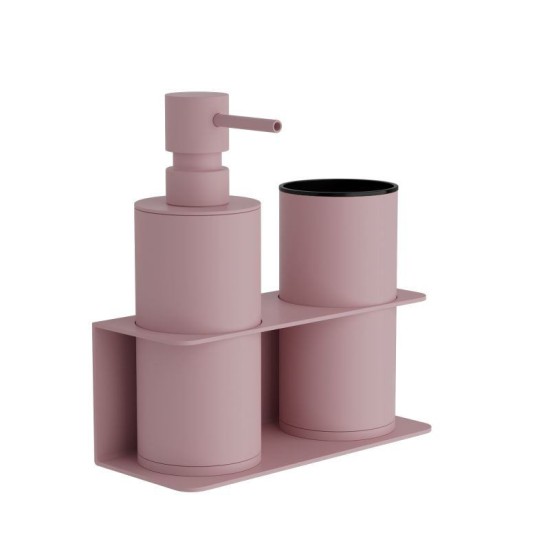 Dispenser & Ποτηροθήκη Επιτοίχια Σετ 80-303 Matt Pink Pam Co (W17 x D7 x H19) 2Τεμ