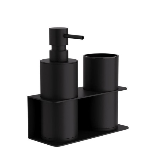Dispenser & Ποτηροθήκη Επιτοίχια Σετ 80-403 Matt Black Pam Co (W17 x D7 x H19) 2Τεμ