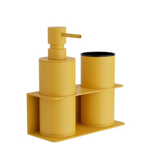 Dispenser & Ποτηροθήκη Επιτοίχια Σετ 80-603 Matt Yellow Pam Co (W17 x D7 x H19) 2Τεμ