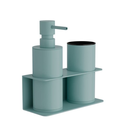 Dispenser & Ποτηροθήκη Επιτοίχια Σετ 80-913 Matt Turquoise Pam Co (W17 x D7 x H19) 2Τεμ