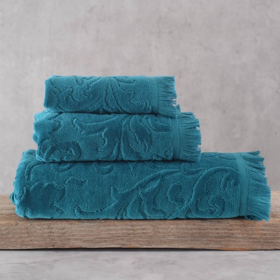Πετσέτες Σετ Bath Towel Sienna Petrol Jacquard Cotton ( Σε Συσκευασία Δώρου) Rythmos 3Τεμ