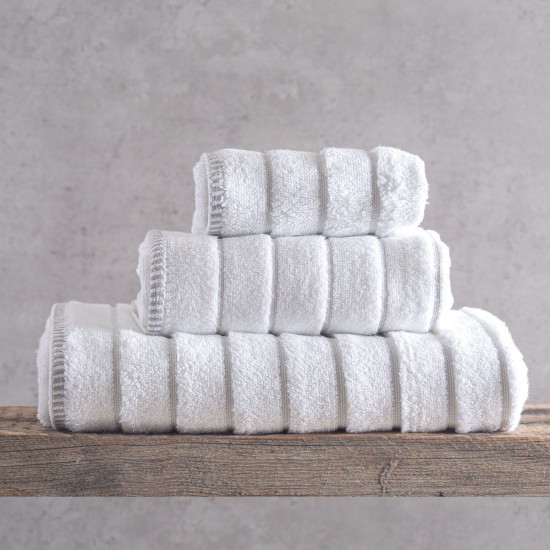 Πετσέτα Προσώπου Bath Pyramid White Cotton Rythmos (50x90) 1Τεμ Πετσέτα Προσώπου Bath Pyramid White Cotton Rythmos (50x90) 1Τεμ