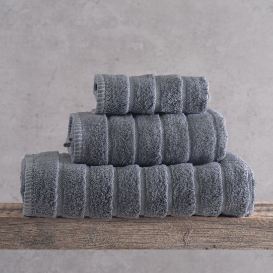 Πετσέτες Σετ Bath Pyramid Charcoal (Σε Κουτί) Cotton Rythmos 3Τεμ