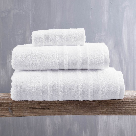 Πετσέτα Σώματος Bath Laura White Cotton Rythmos (70x140) 1Τεμ