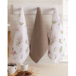 Πετσέτες Κουζίνας Σετ Flower Beige Cotton Rythmos (40x60) 3Τεμ Πετσέτες Κουζίνας Σετ Flower Beige Cotton Rythmos (40x60) 3Τεμ