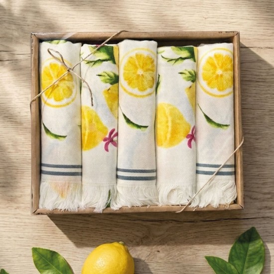 Πετσέτες Κουζίνας Σετ Lemons Cotton Rythmos (40x60) 5Τεμ