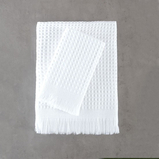 Πετσέτες Σετ Bath Coralie White Cotton Rythmos 2Τεμ