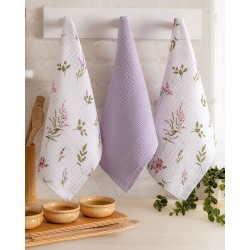 Πετσέτες Κουζίνας Σετ Flower Mauve Cotton Rythmos (40x60) 3Τεμ Πετσέτες Κουζίνας Σετ Flower Mauve Cotton Rythmos (40x60) 3Τεμ