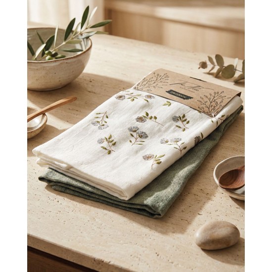 Πετσέτες Κουζίνας Σετ Romantic Green Cotton Rythmos (40x60) 2Τεμ Πετσέτες Κουζίνας Σετ Romantic Green Cotton Rythmos (40x60) 2Τεμ