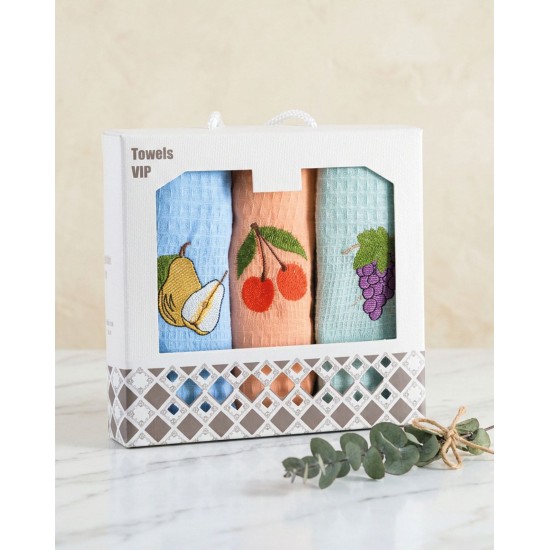 Πετσέτες Κουζίνας Σετ Fruits Cotton Rythmos (40x60) 3Τεμ