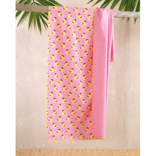 Πετσέτα Θαλάσσης Παιδική Beach Towels Duck Pink Micro Rythmos (90x160) 1Τεμ