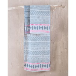 Πετσέτα Παρεό Beach Towels Tilda Blue-Fuchsia Cotton Rythmos (100x200) 1Τεμ