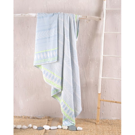 Πετσέτα Παρεό Beach Towels Tilda L.Blue-Yellow Cotton Rythmos (100x200) 1Τεμ