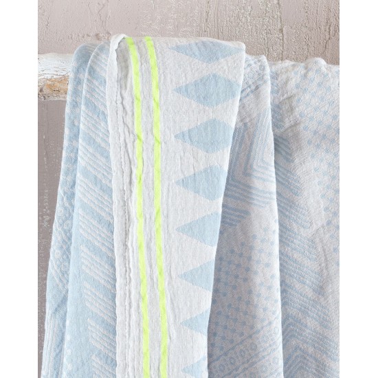 Πετσέτα Παρεό Beach Towels Tilda L.Blue-Yellow Cotton Rythmos (100x200) 1Τεμ