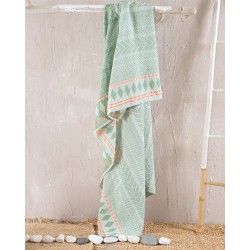 Πετσέτα Παρεό Beach Towels Tilda Green-Orange Cotton Rythmos (100x200) 1Τεμ